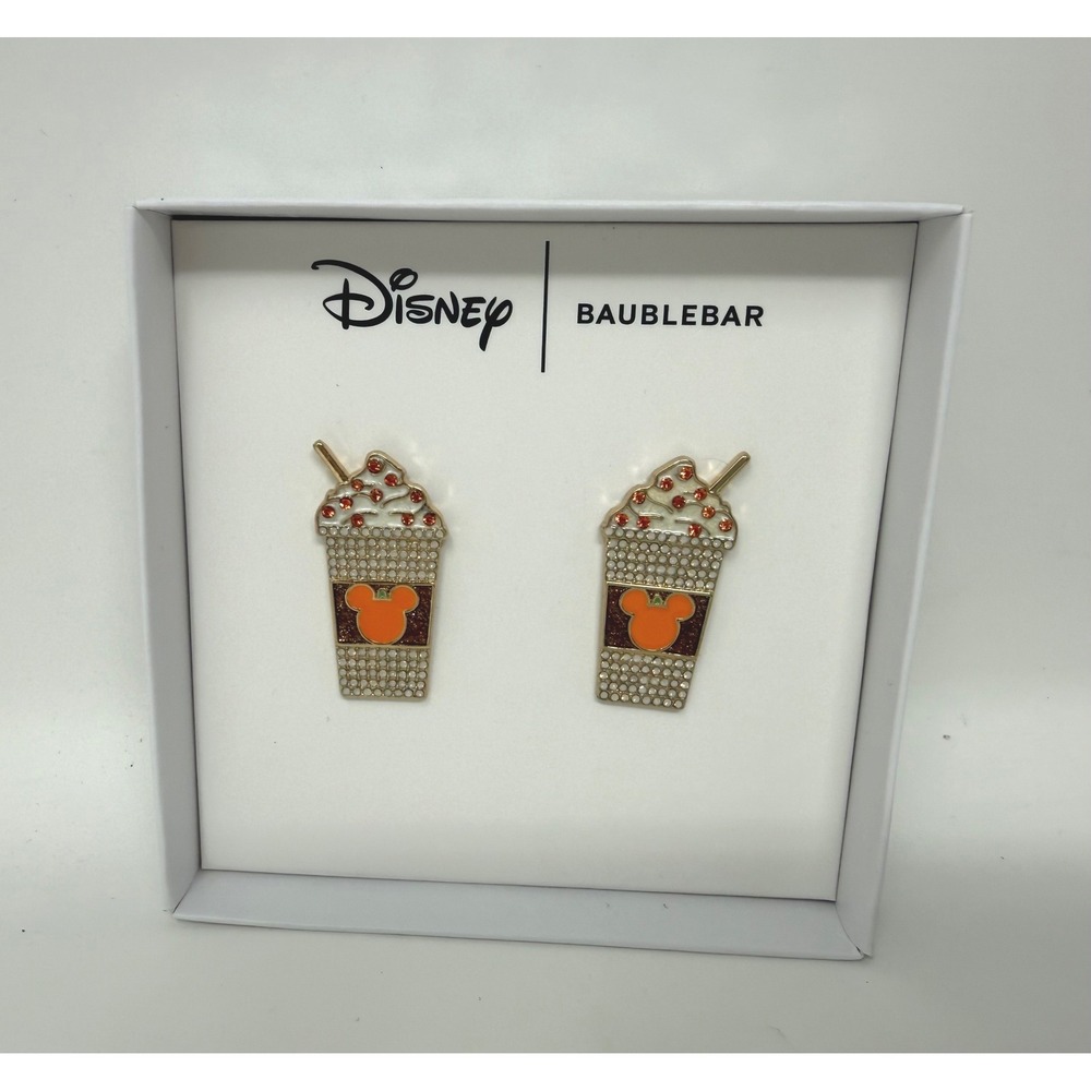Disney BaubleBar‎ Mickey Mouse Pumpkin Spice Latte PSL Earrings Fall Halloween